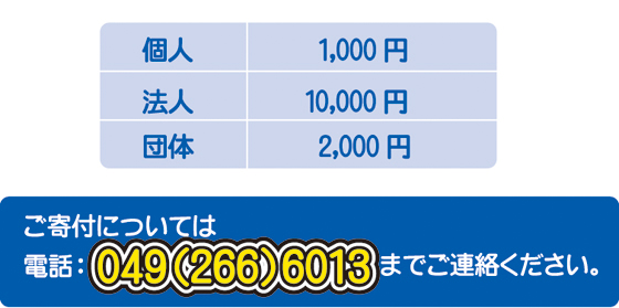 個人1000円　法人10000円　団体2000円